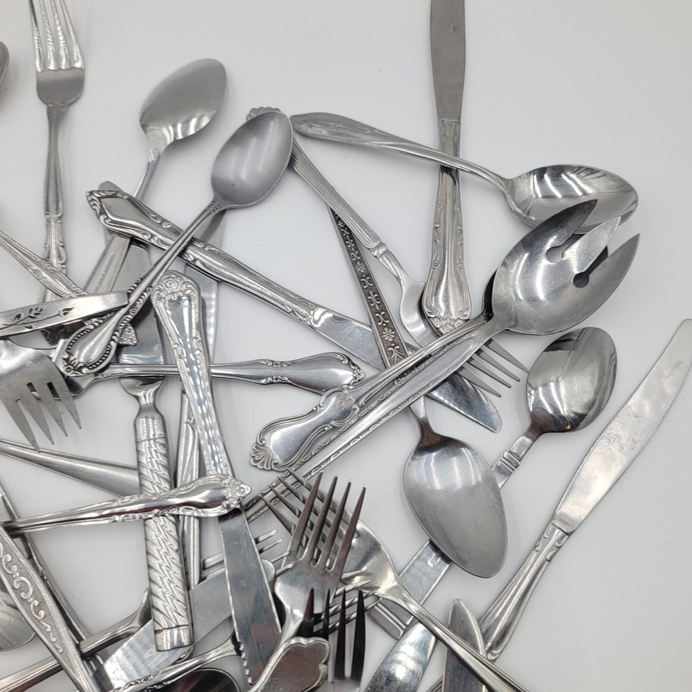 55pc Mixed Bulk Lot Stainless Flatware Assorted Silverware for‎ Crafts Upcycling - Picture 4 of 6